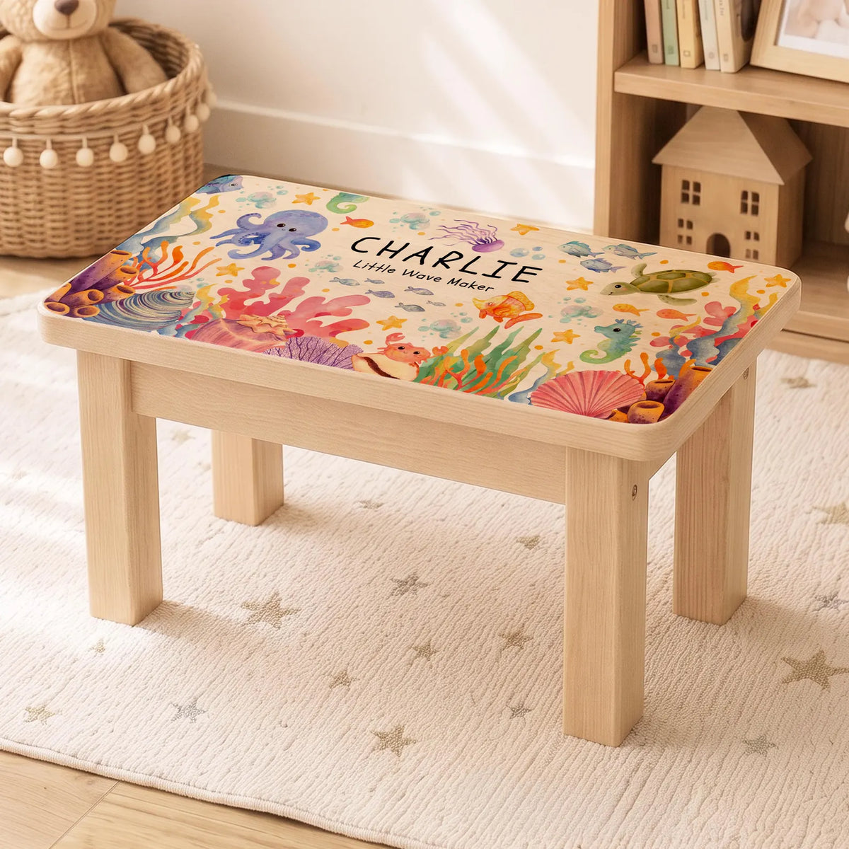 Personalised Under The Sea Wooden Stool