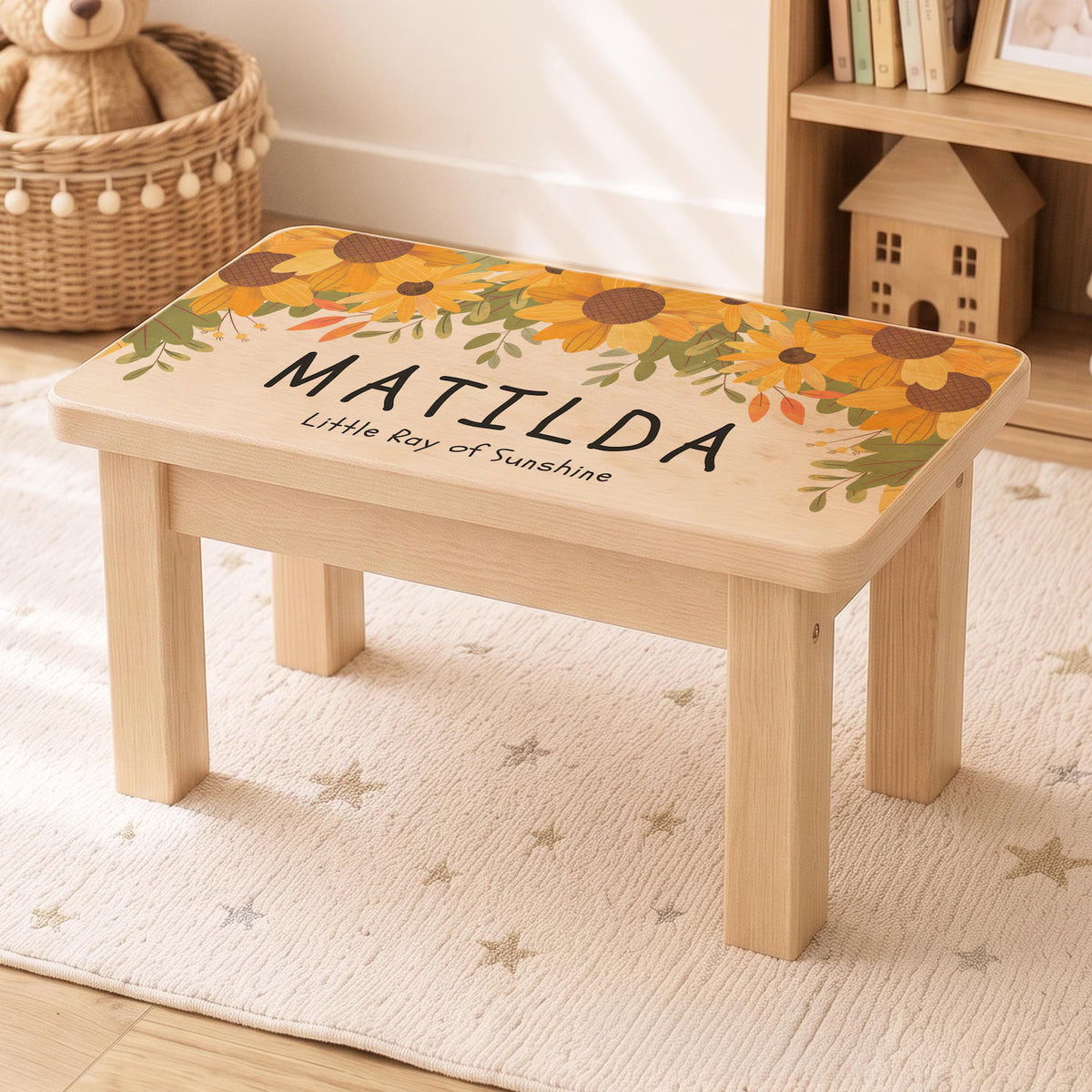 Personalised Sunflower Wooden Stool