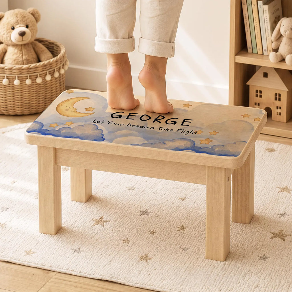 Personalised Dreamy Clouds Wooden Stool