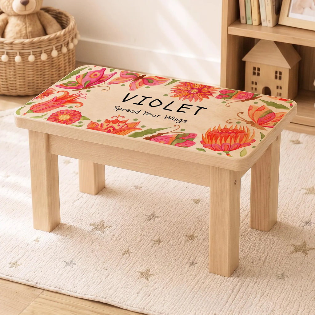 Personalised Butterfly Garden Wooden Stool