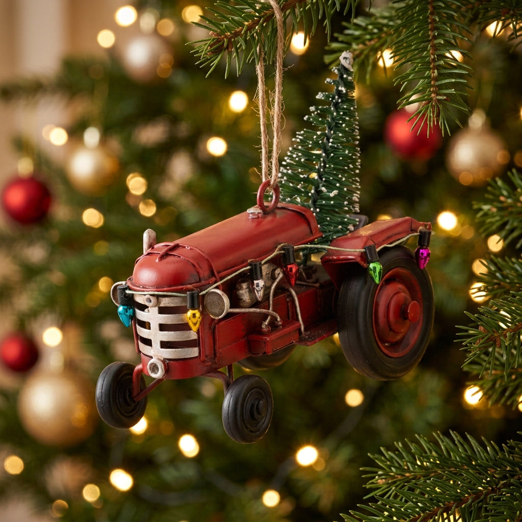 Vintage Style Tractor Metal Hanging Decoration
