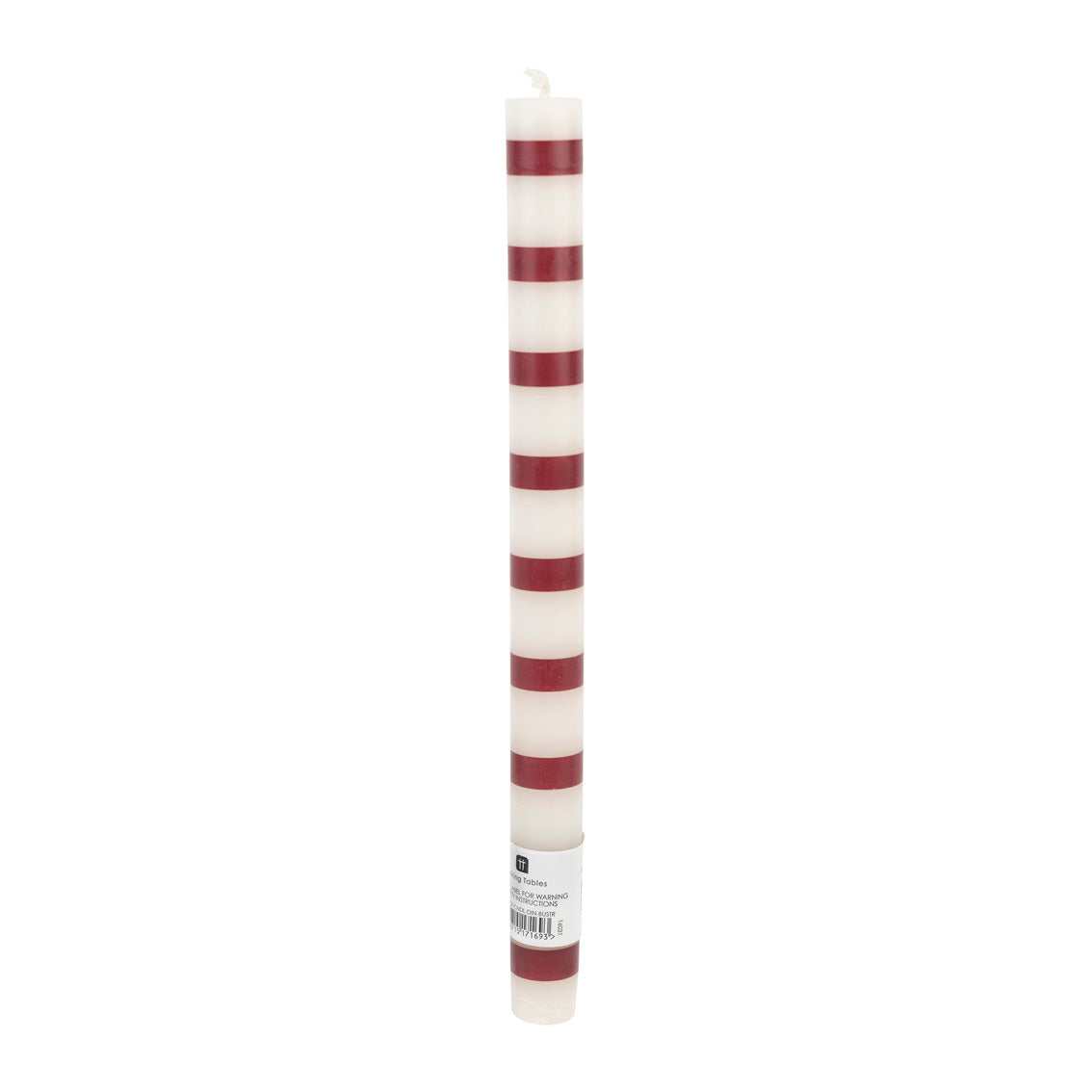 Burgundy And White Stripe Dinner Candles