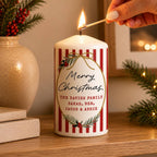 Personalised Candy Cane Stripe Pillar Candle