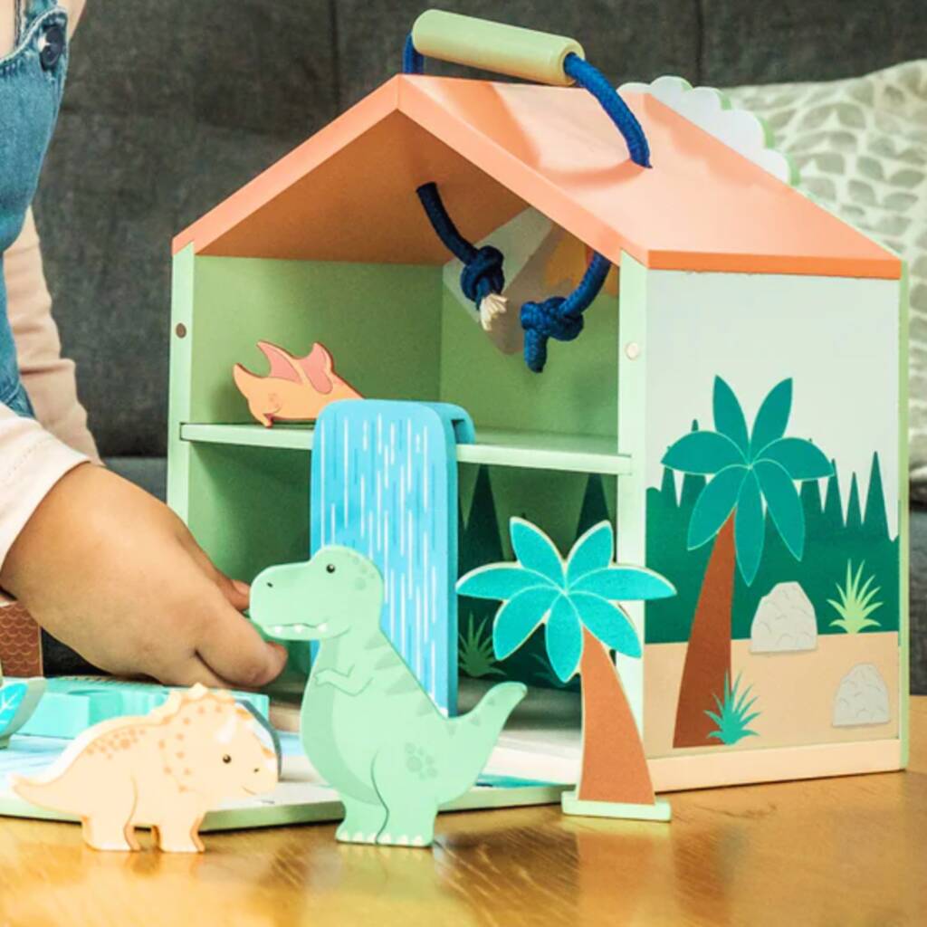 Personalised Childs Wooden Dinosaur Play Set
