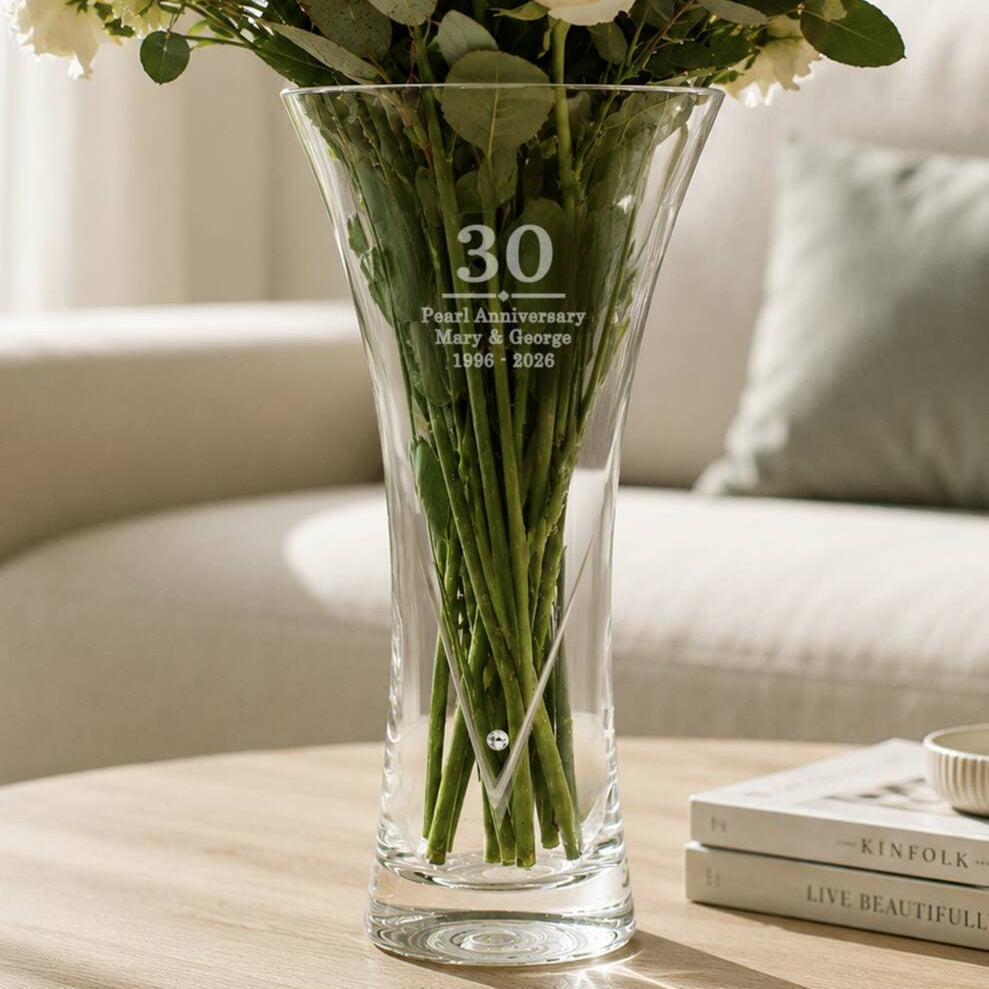 Personalised Big Number Diamond Effect Vase